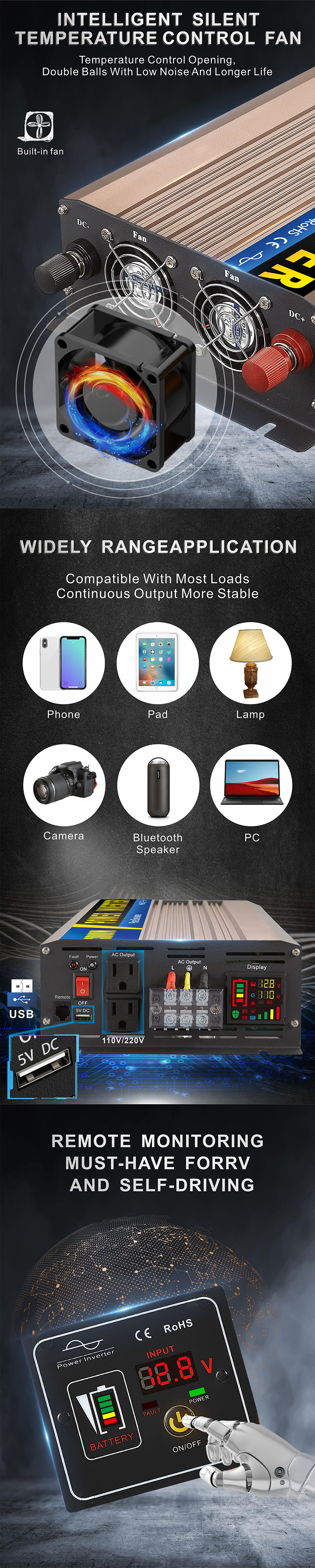 中性款 3000W 玫瑰金 逆 变器 详情 页 2