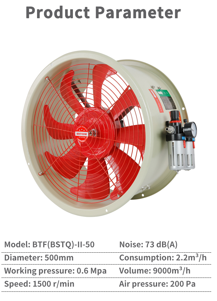 Ventilateur de d&eacute;bit axial pneumatique &agrave; l'&eacute;preuve des explosions CBF