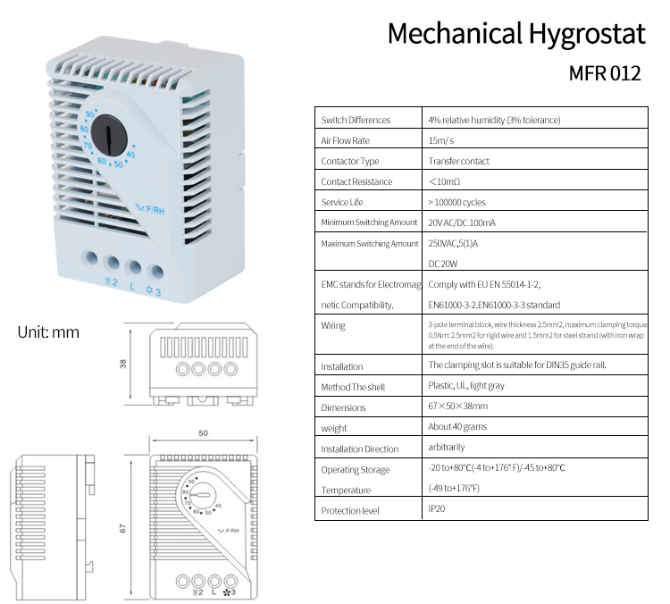 Table des param&egrave;tres MFR 012