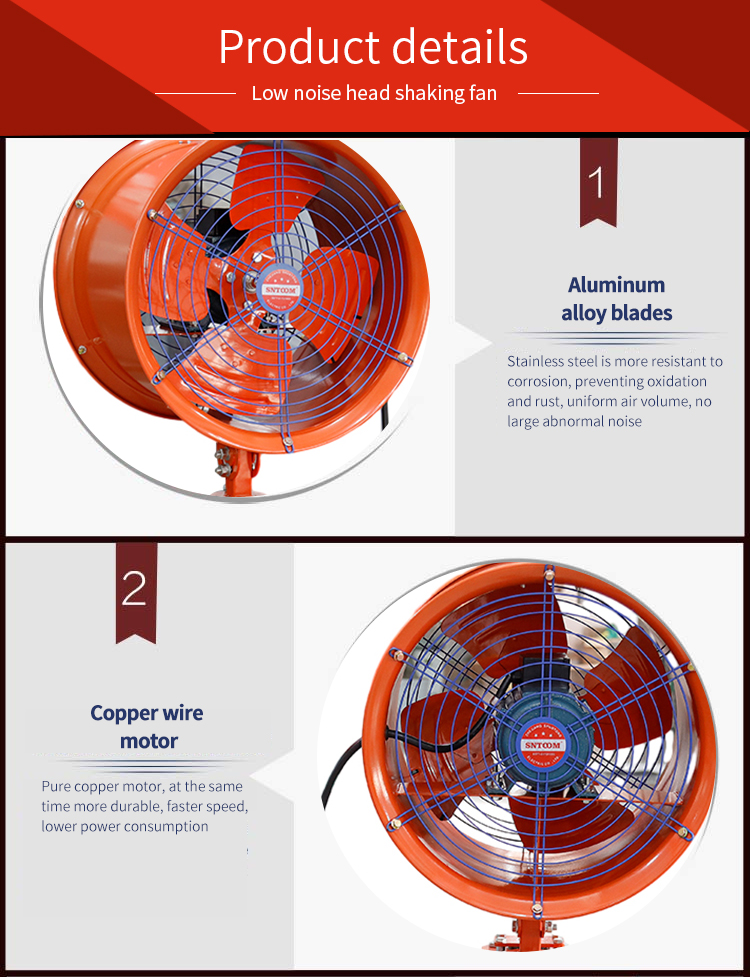 Ventilateur de ventilation &agrave; t&ecirc;te de secoue &agrave; faible bruit (7) 