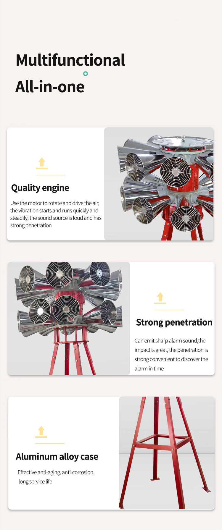 Alarme &agrave; double t&ecirc;te verticale avec support multifonctionnel 