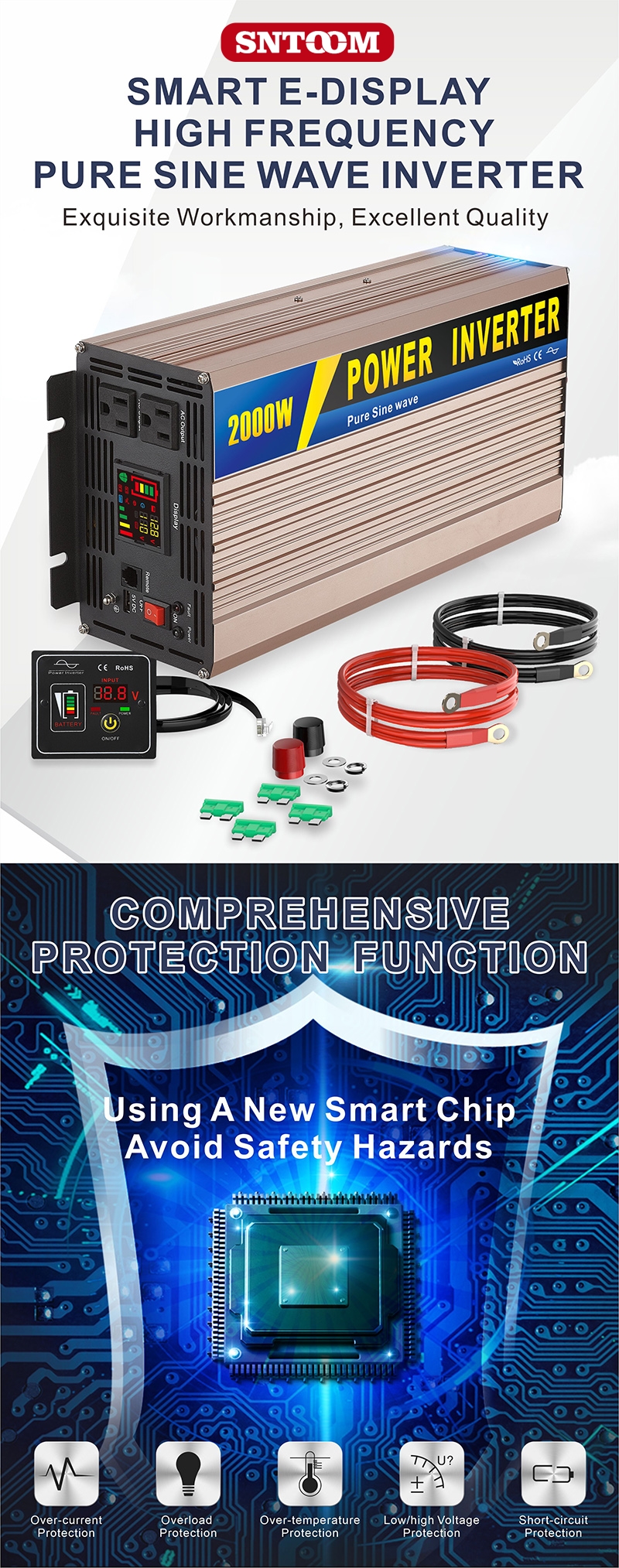 Onduleur Smart E-Display High Fr&eacute;quence Pure Sine Wave