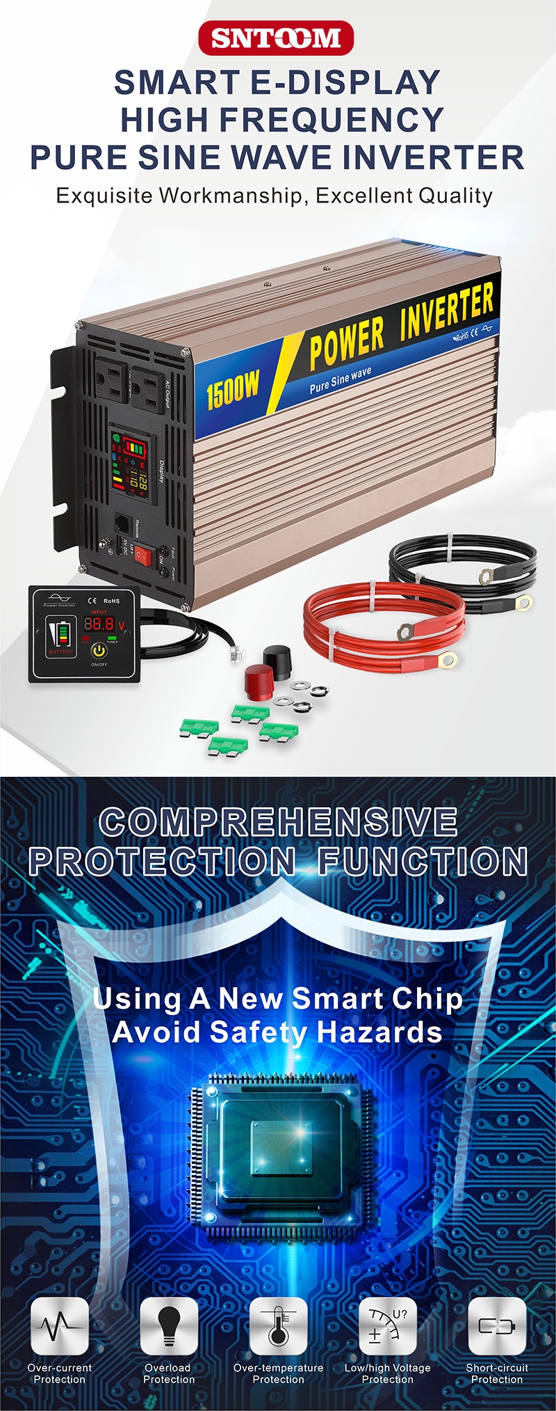 中性款 1500W 玫瑰金 逆 变器 详情 页 1